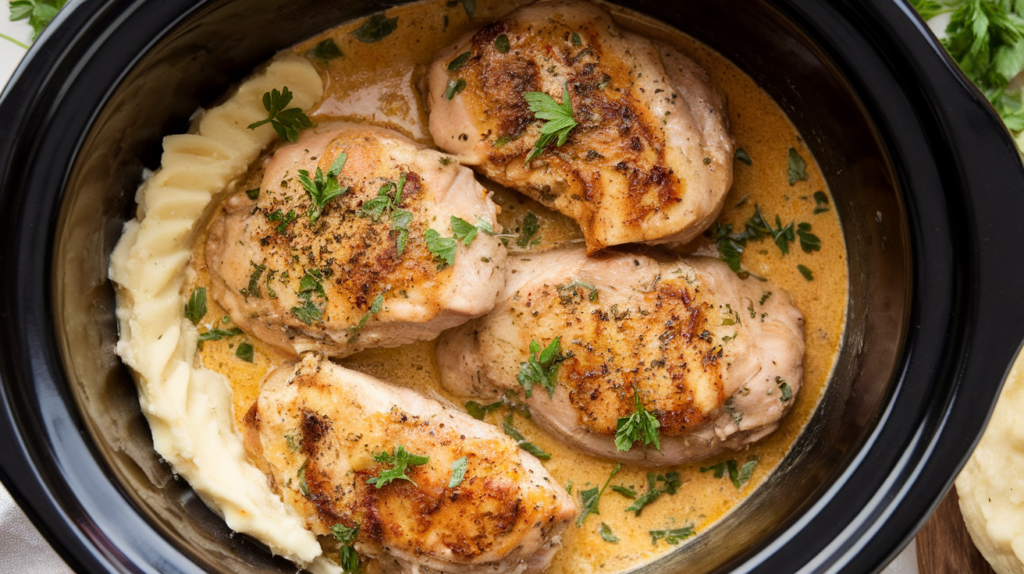 Crockpot Creamy Garlic Chicken Breast Recipe