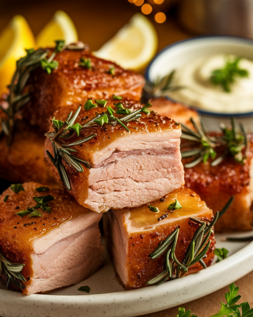 Garlic Herb Air Fryer Pork Belly