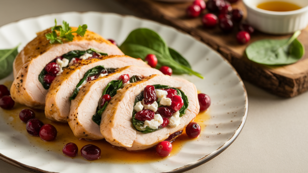Cranberry Spinach Stuffed Chicken Breasts