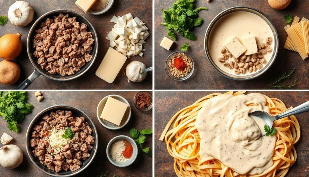 Stovetop Creamy Ground Beef Pasta