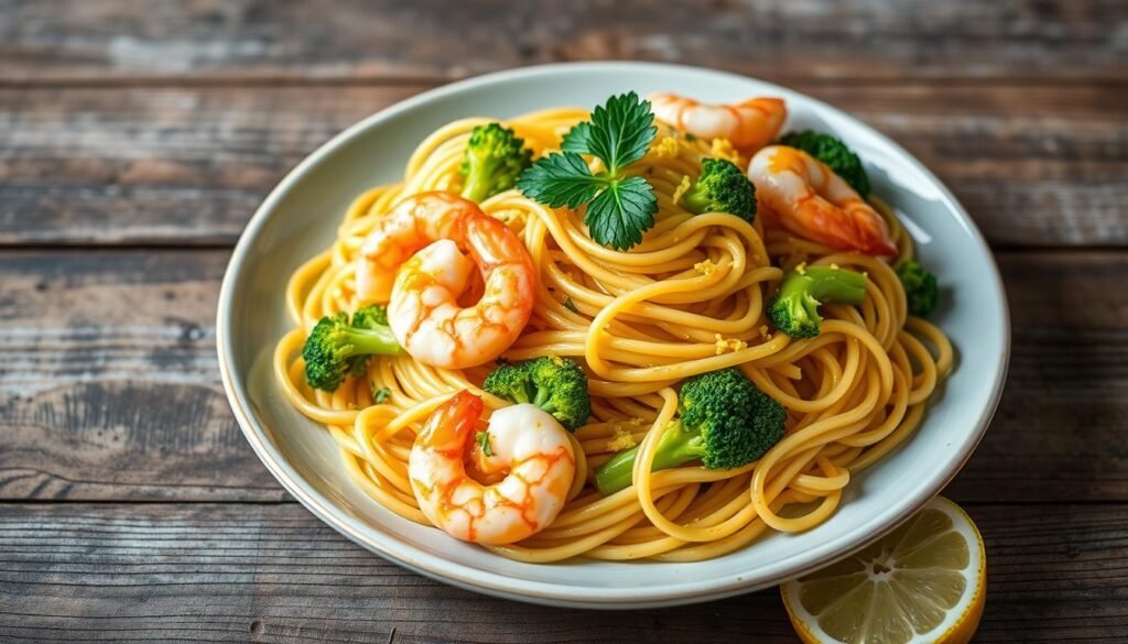 Lemon and Broccoli Pasta with Shrimp