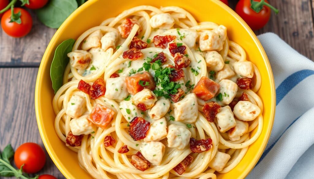 Creamy Chicken Bacon Ranch Pasta