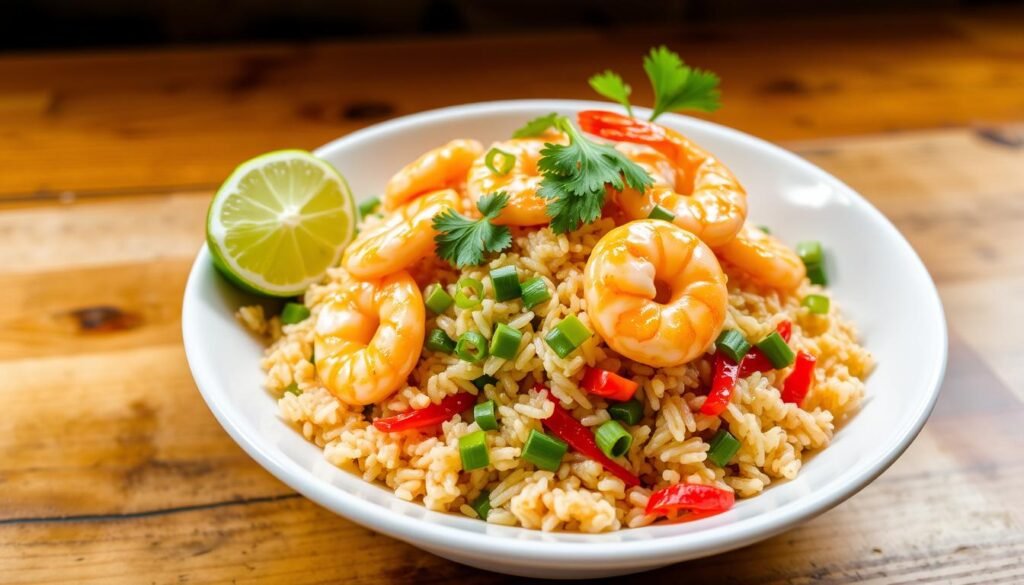 Garlic butter shrimp fried rice