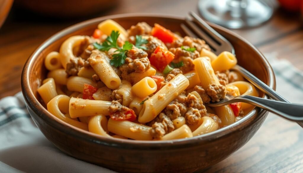 Creamy Rotel Pasta with Ground Beef