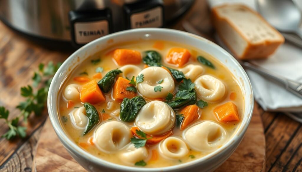 Slow Cooker Chicken Tortellini Soup