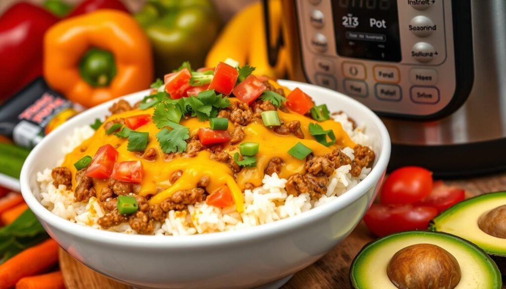 Instant Pot Cheesy Taco Ground Beef and Rice