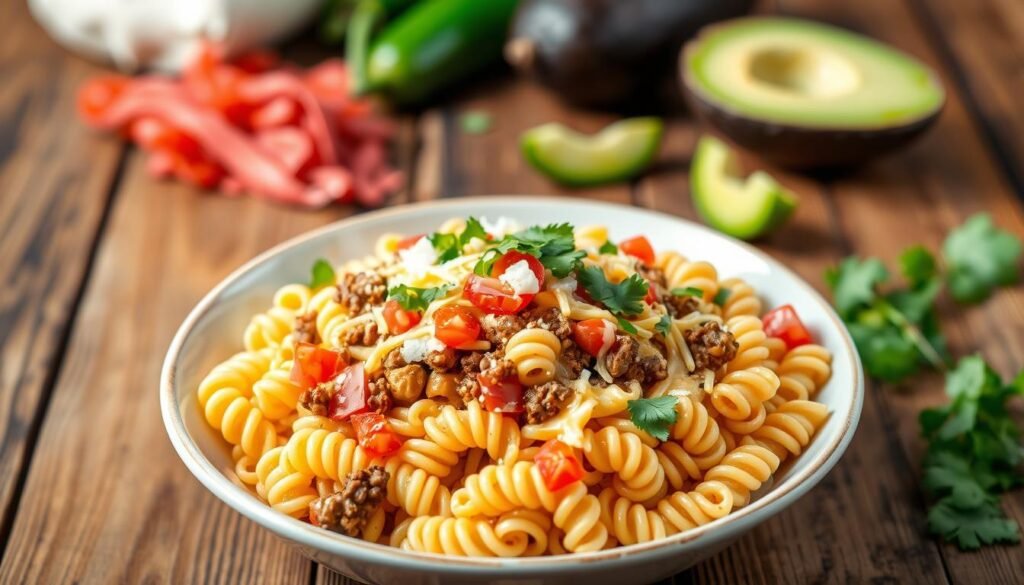 Cheesy Beef Taco Pasta