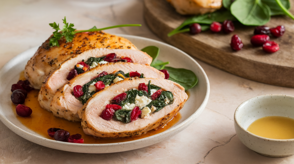 Cranberry Spinach Stuffed Chicken Breasts